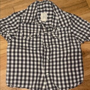 Little Peanut Posh Peanut Black and White Checkered Button Down Shirt